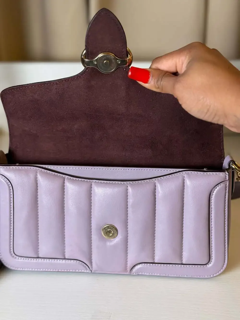 Coach Georgie Quilted Shoulder Crossbody Bag Lavender Leather